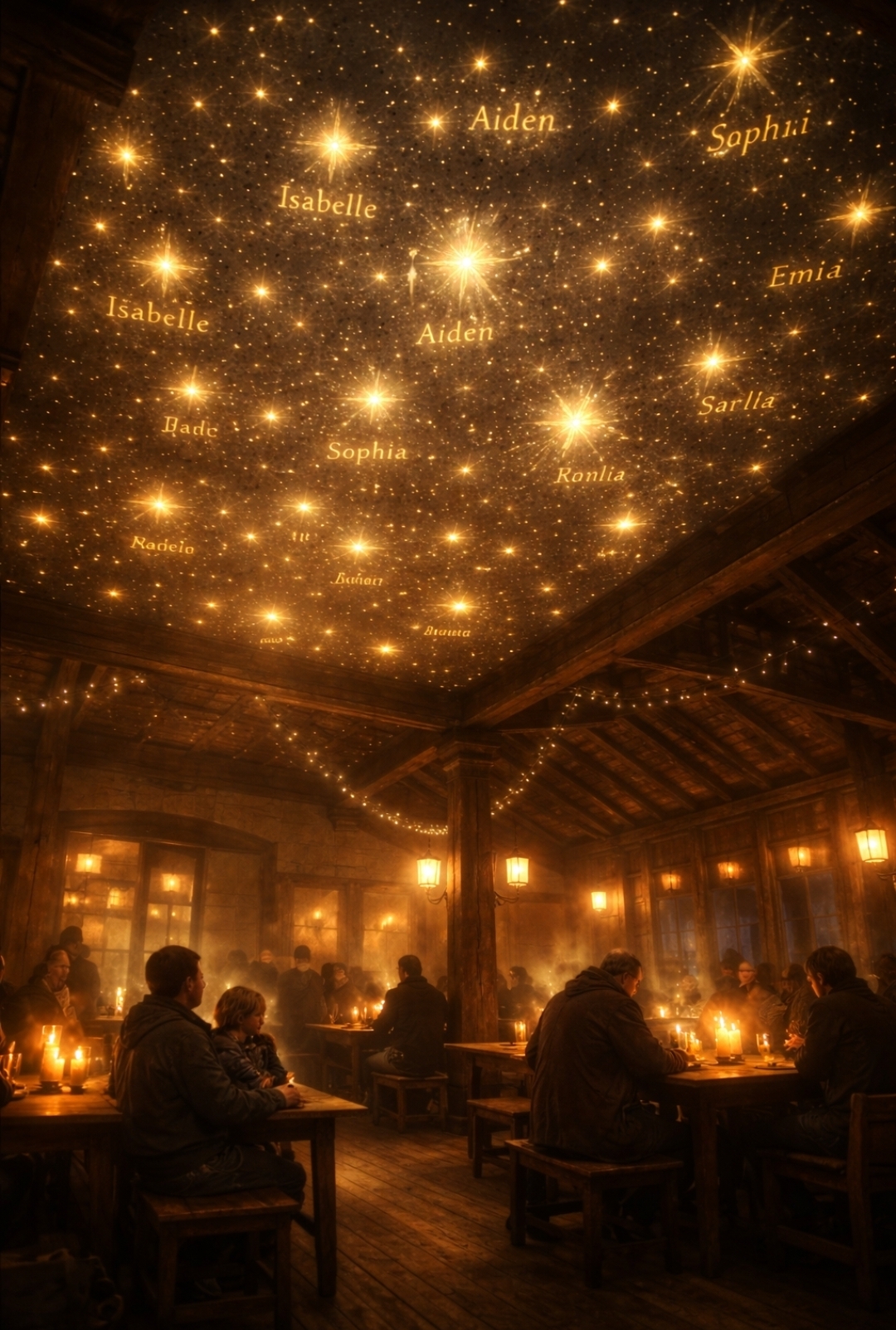 Ceiling of stars in the House of Mercy remembering children lost too soon.